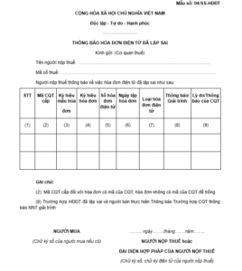 Mẫu công văn giải trình hóa đơn điện tử đã lập sai