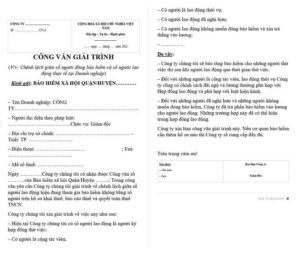 Mẫu công văn dùng để giải trình các vấn đề phát sinh với cơ quan Bảo hiểm xã hội.