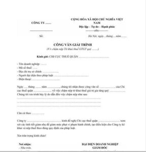 Mẫu công văn giải trình chậm nộp tờ khai thuế