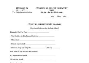 Mẫu công văn giải trình làm mất hóa đơn